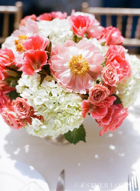coral and ivory centerpiece, coral peony centerpiece,Teal and coral ...